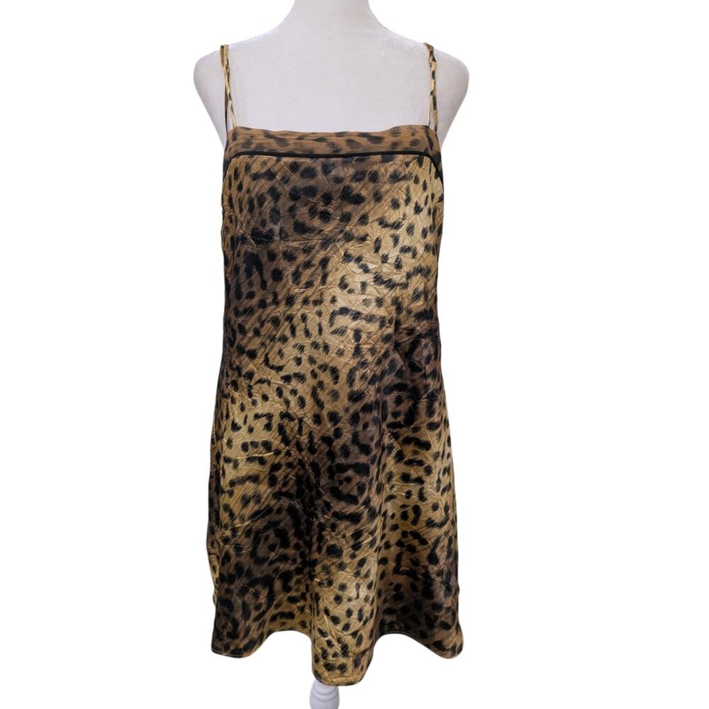 Y2K Vintage Lejaby Neiman Marcus Paris Cheetah Satin Slip Dress Medium